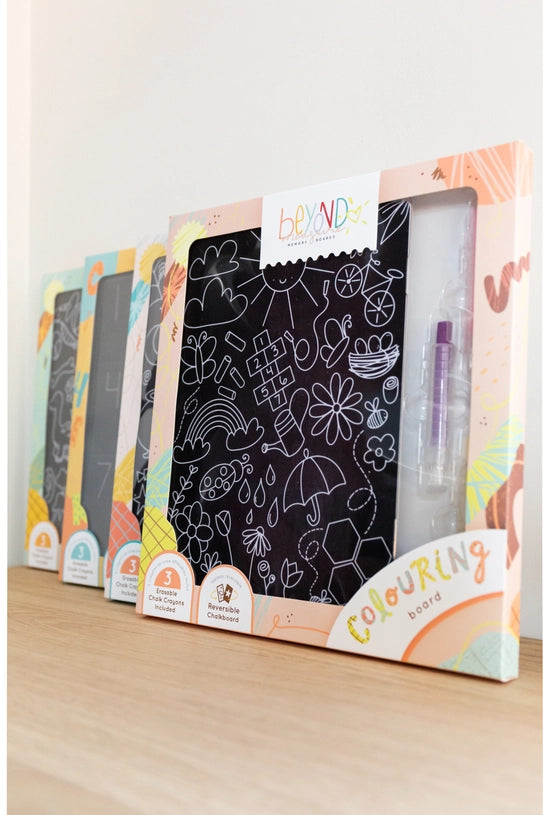 Reusable 8"x11" Colouring Boards with 3 Crayons (Multiple Styles)