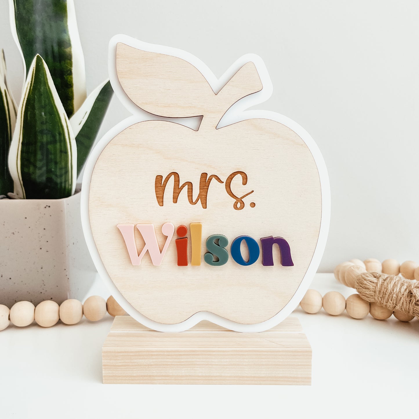 Teacher Apple Desk Sign (3D Acrylic)