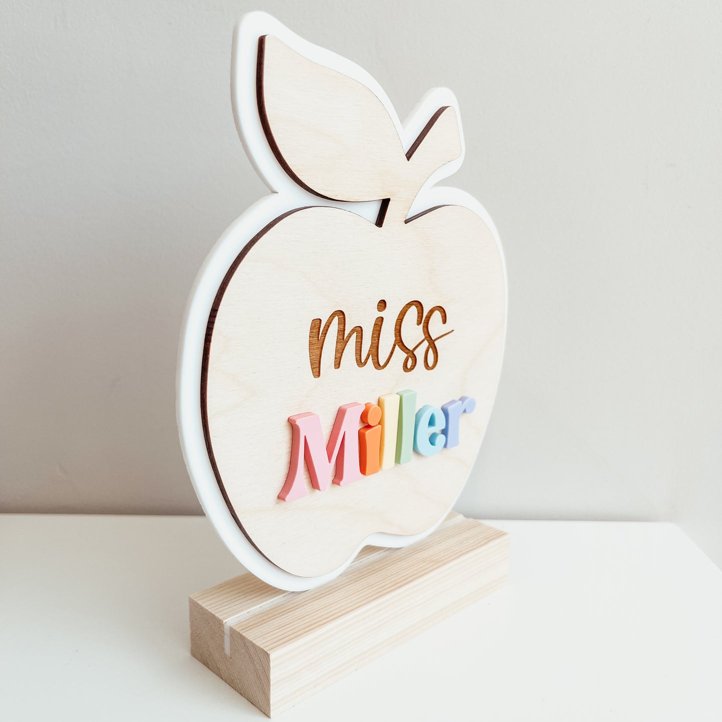 Teacher Apple Desk Sign (3D Acrylic)