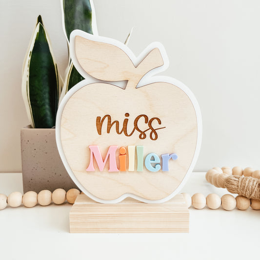 Teacher Apple Desk Sign (3D Acrylic)