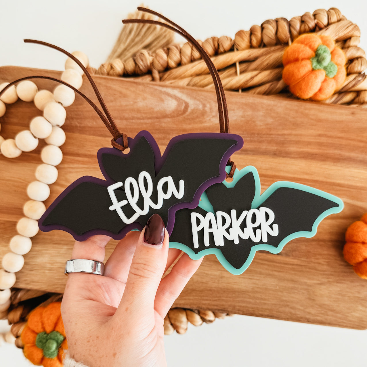 3D Bat Boo Basket Tag (Black or Glitter)