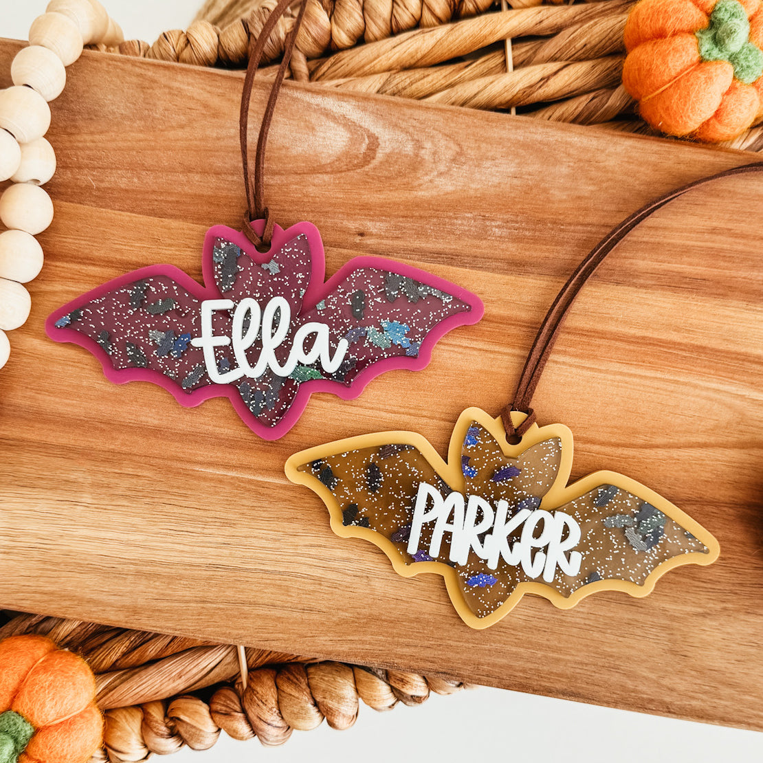 3D Bat Boo Basket Tag (Black or Glitter)