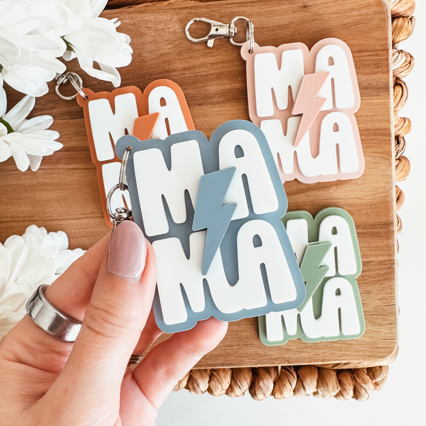 3D Acrylic MAMA Lightening Bolt Keychain