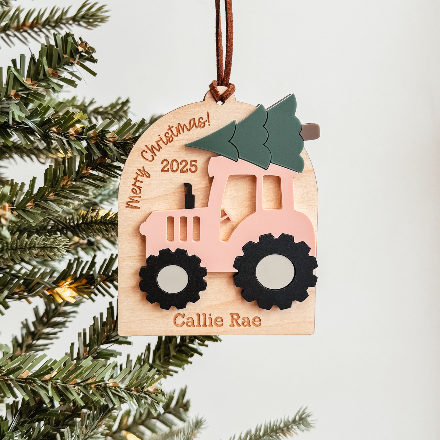 3D Tractor Christmas Ornament