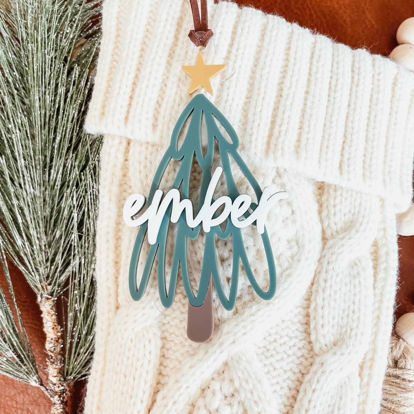 3D Acrylic Christmas Tree Stocking Tag
