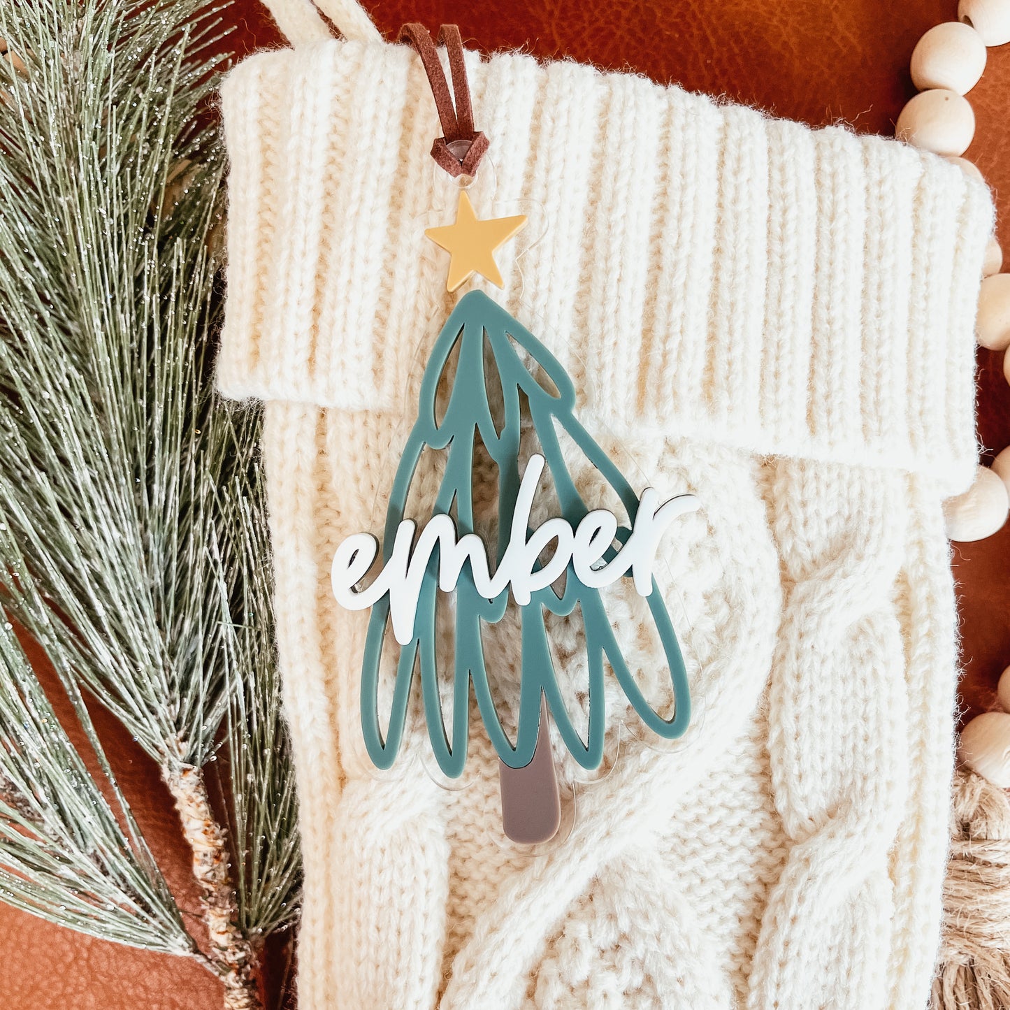 3D Acrylic Christmas Tree Stocking Tag
