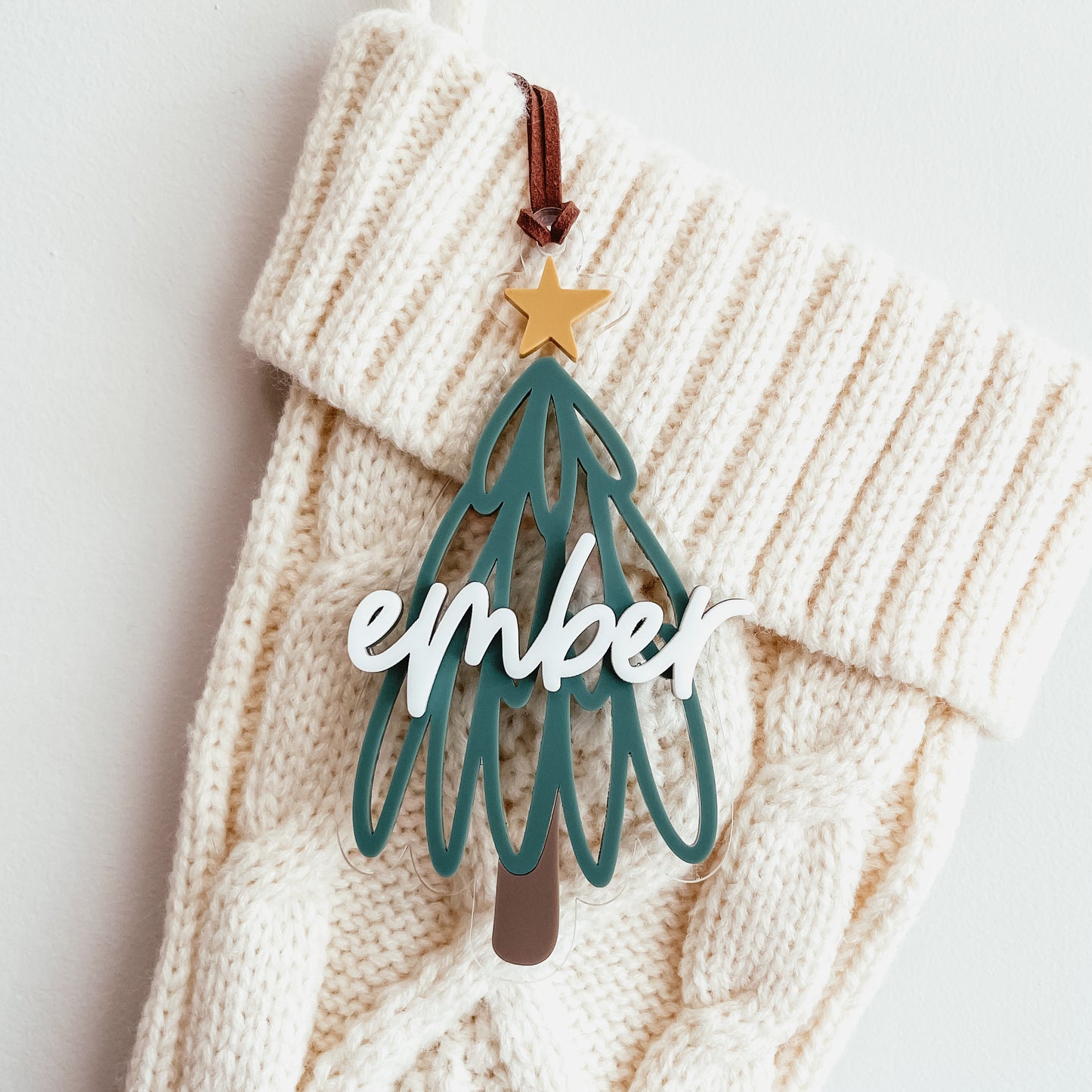3D Acrylic Christmas Tree Stocking Tag