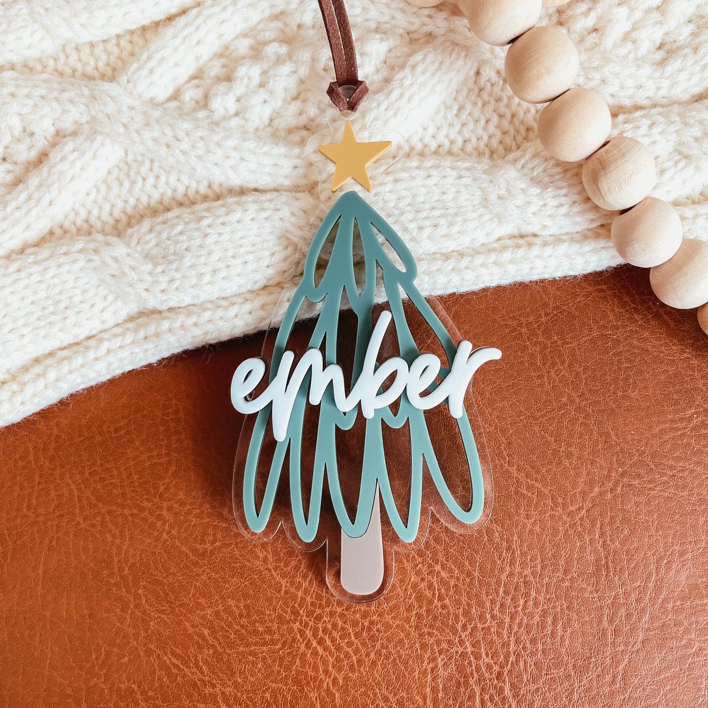 3D Acrylic Christmas Tree Stocking Tag