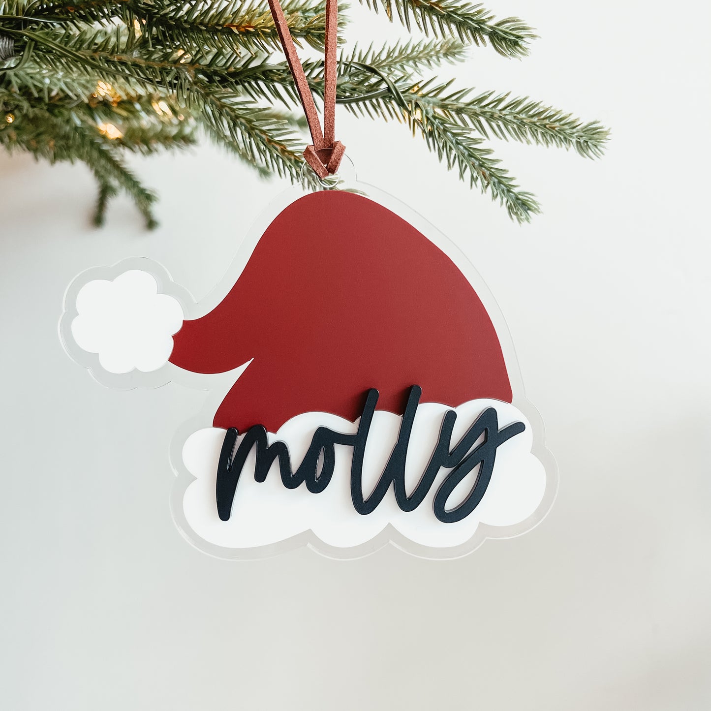 3D Acrylic Santa Hat Stocking Tag
