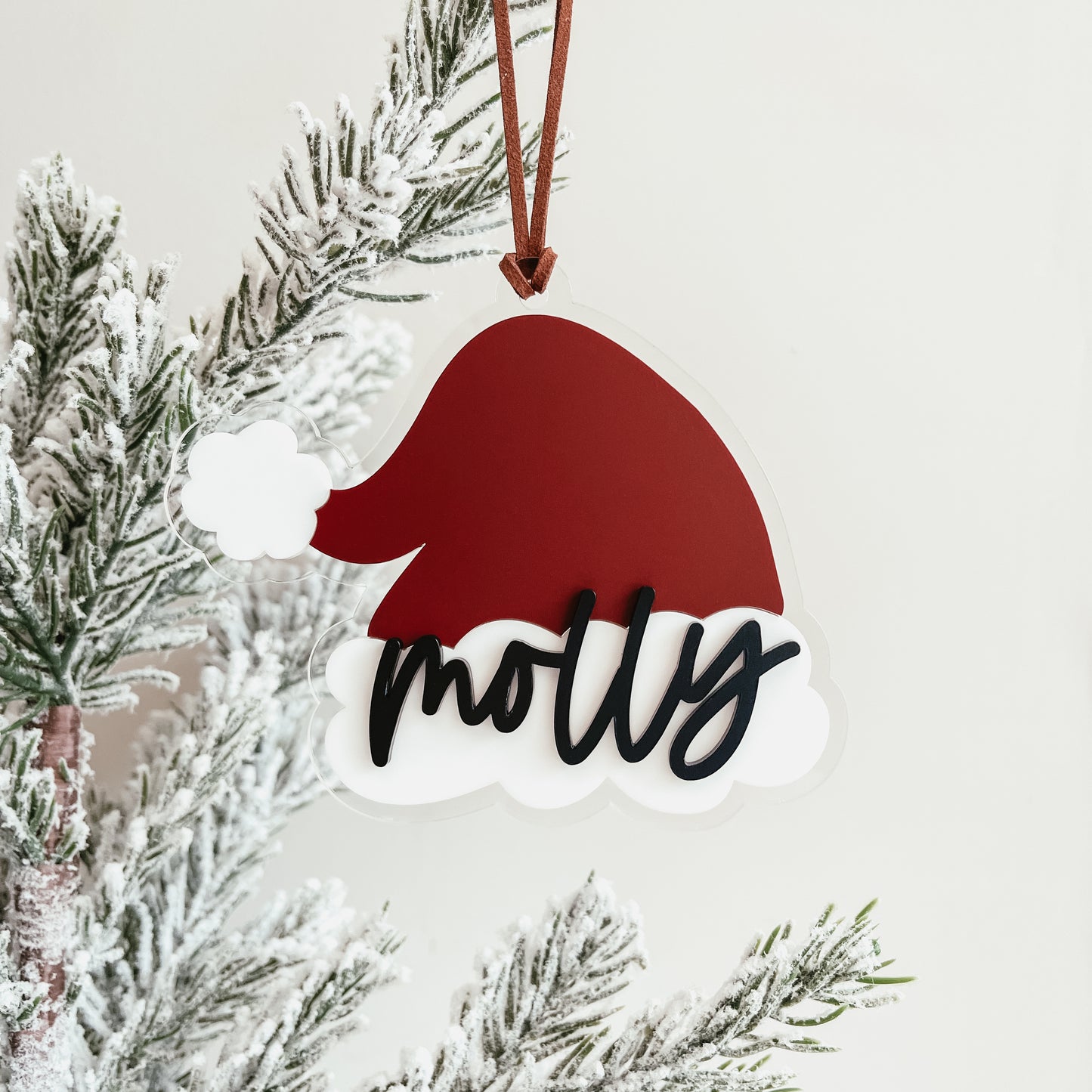 3D Acrylic Santa Hat Stocking Tag