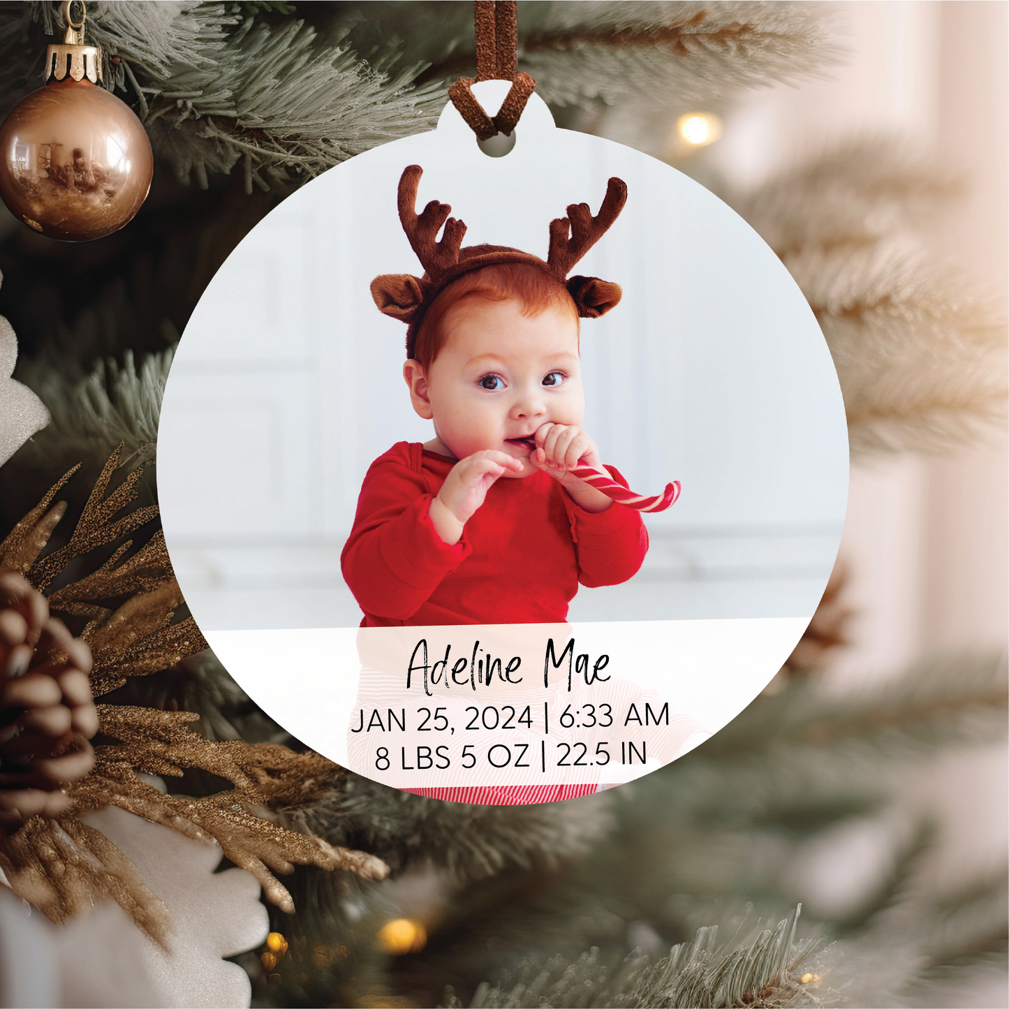 Birth Statistics Photo Ornament V2