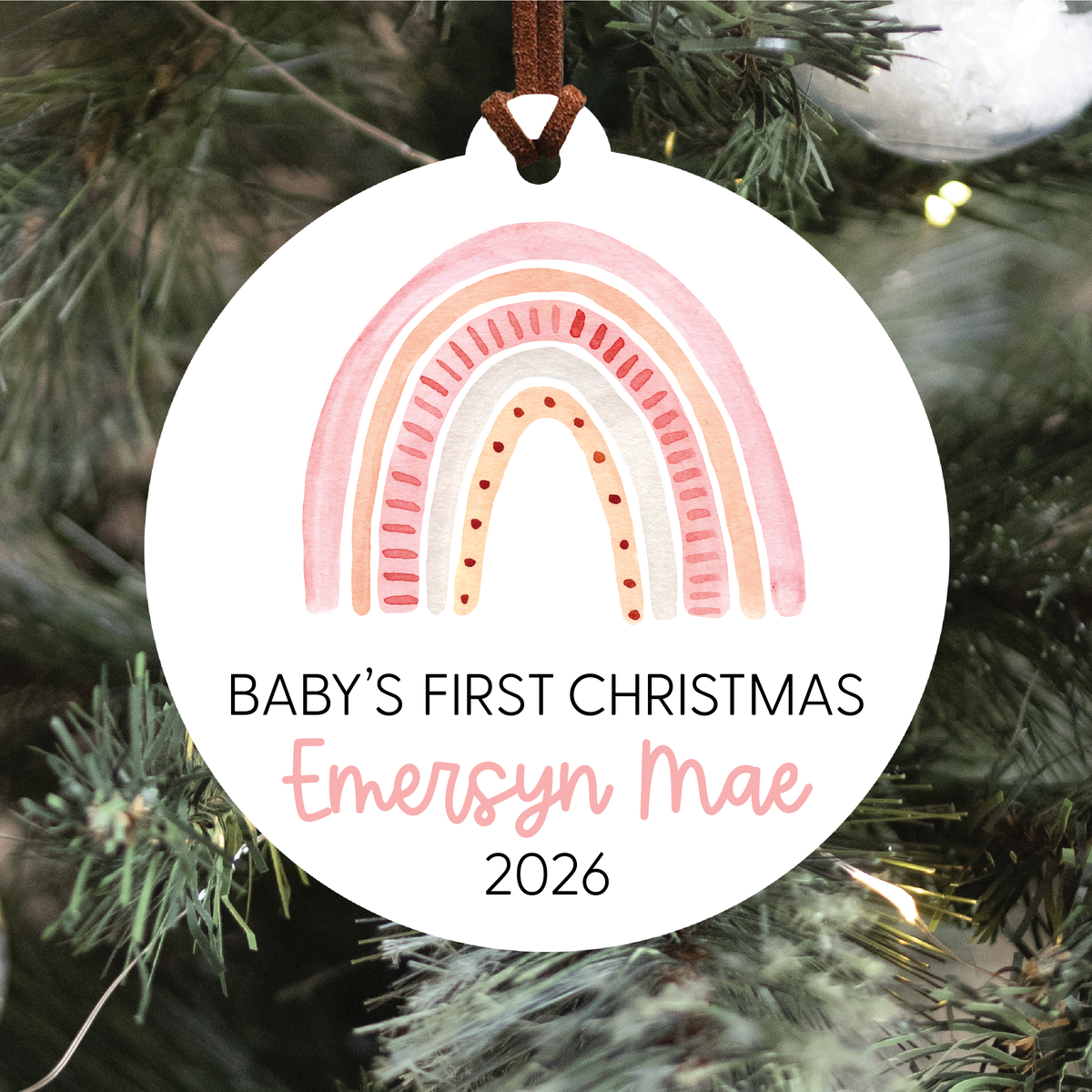 Baby's First Christmas Ornament | Pink Rainbow
