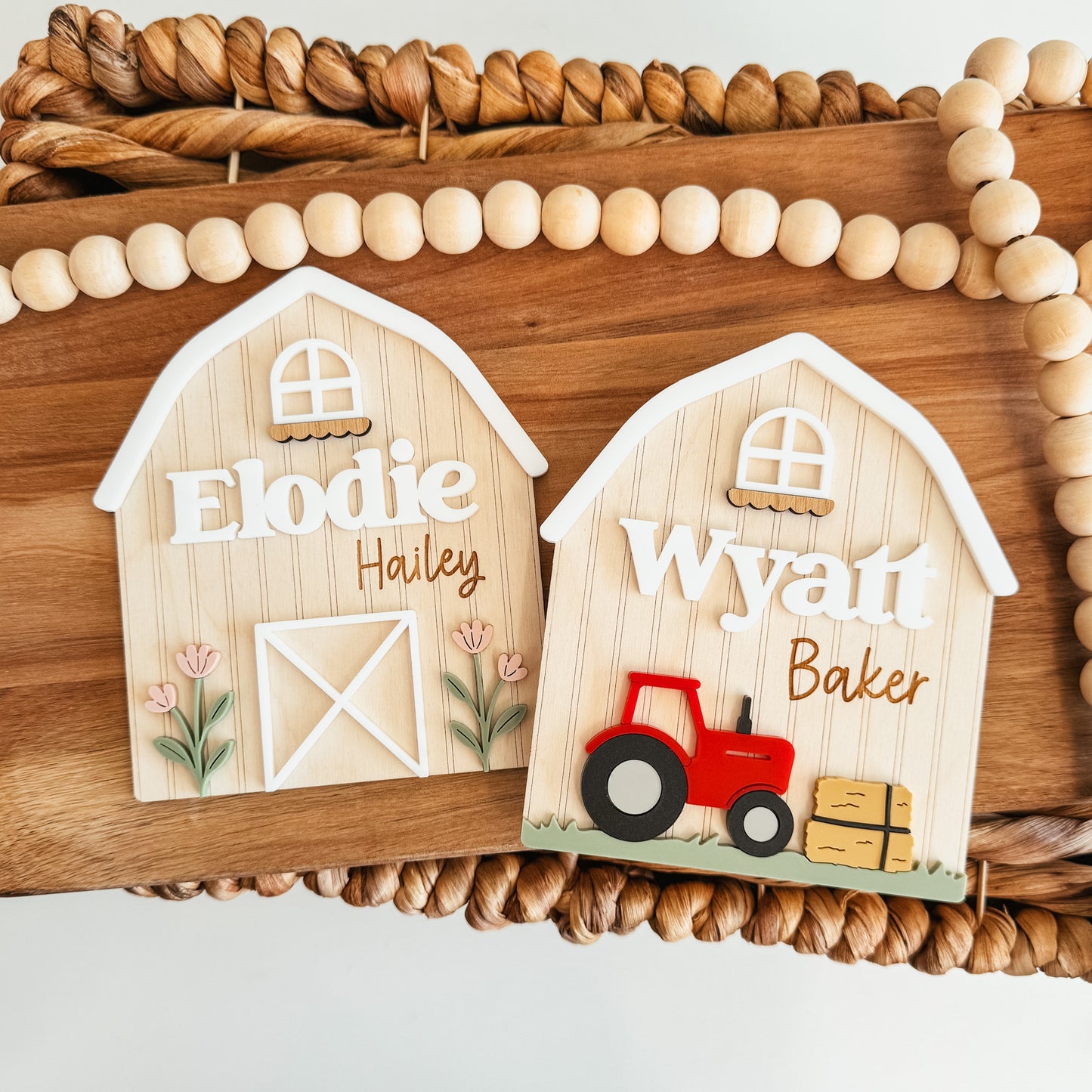 Barn and Tractor Baby Name Announcement Sign