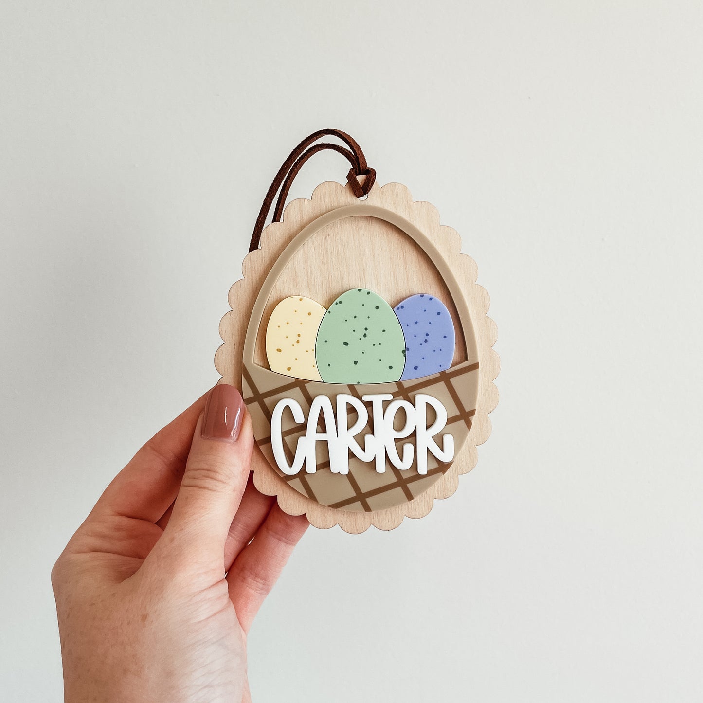 Basket Of Speckled Eggs Easter Tag