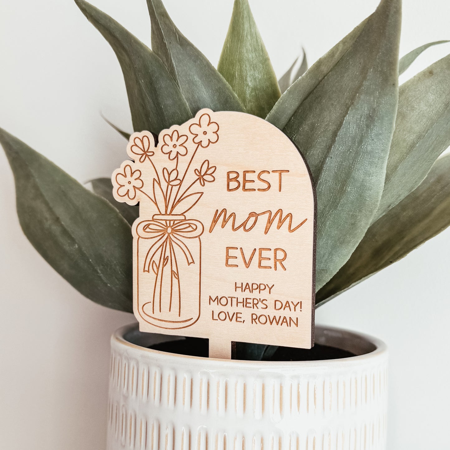 Personalized Mom Wooden Plant Stake