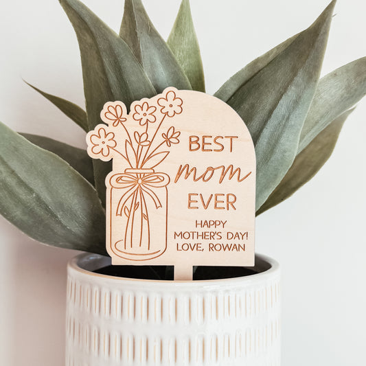 Personalized Mom Wooden Plant Stake