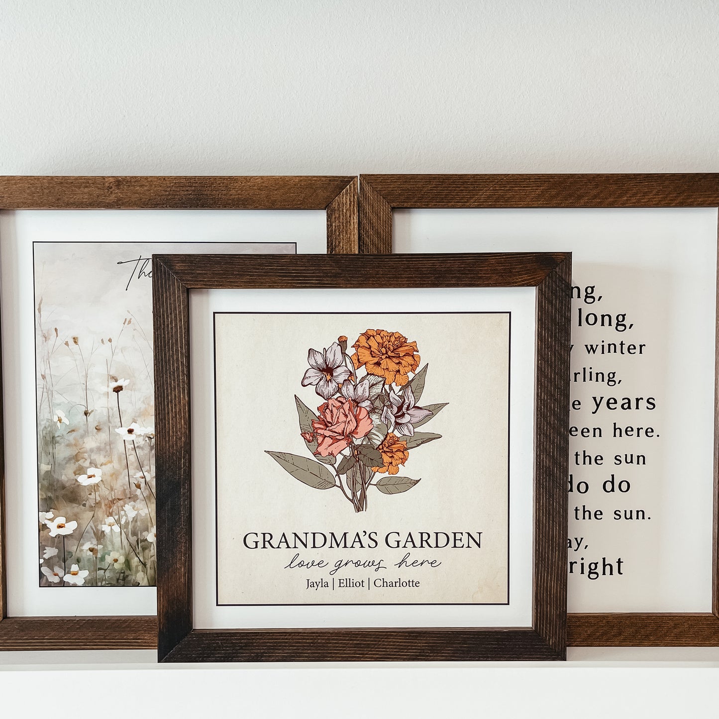 Mom's/Grandma's/Custom Birth Flower Bouquet Framed Sign