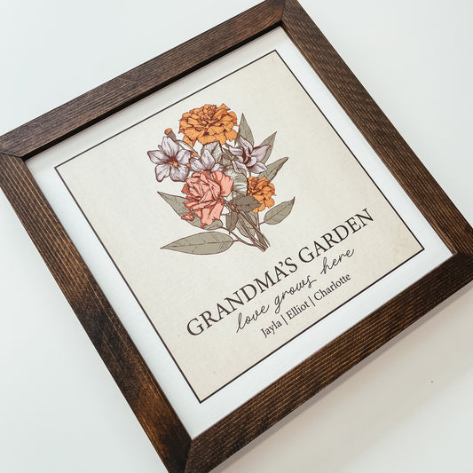 Mom's/Grandma's/Custom Birth Flower Bouquet Framed Sign