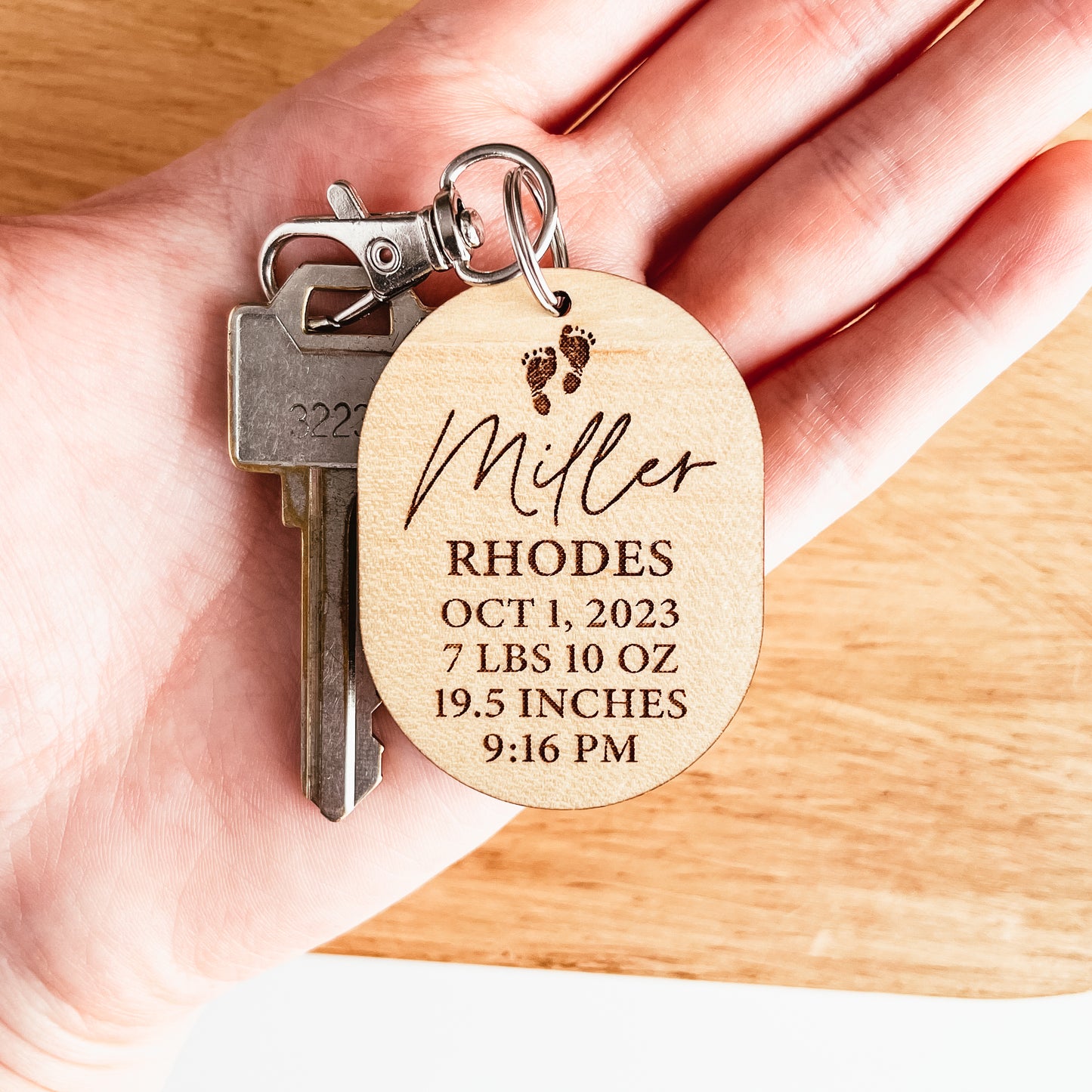 Birth Statistics Photo Keychain