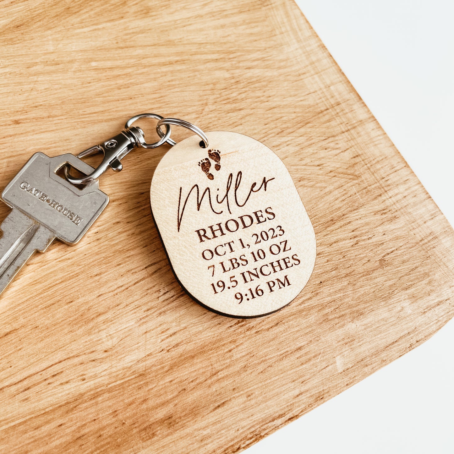 Birth Statistics Photo Keychain