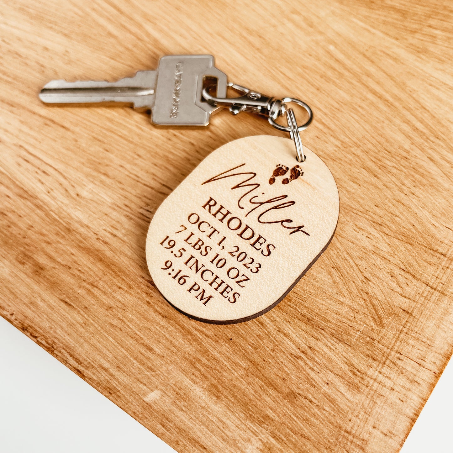 Birth Statistics Photo Keychain