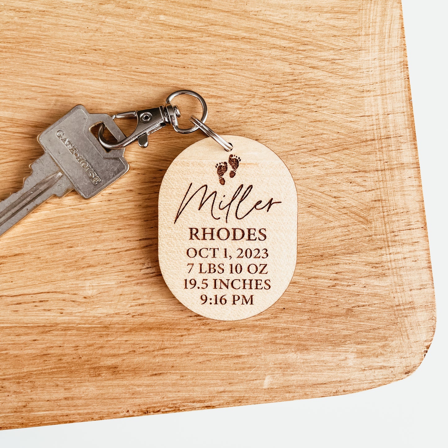 Birth Statistics Photo Keychain