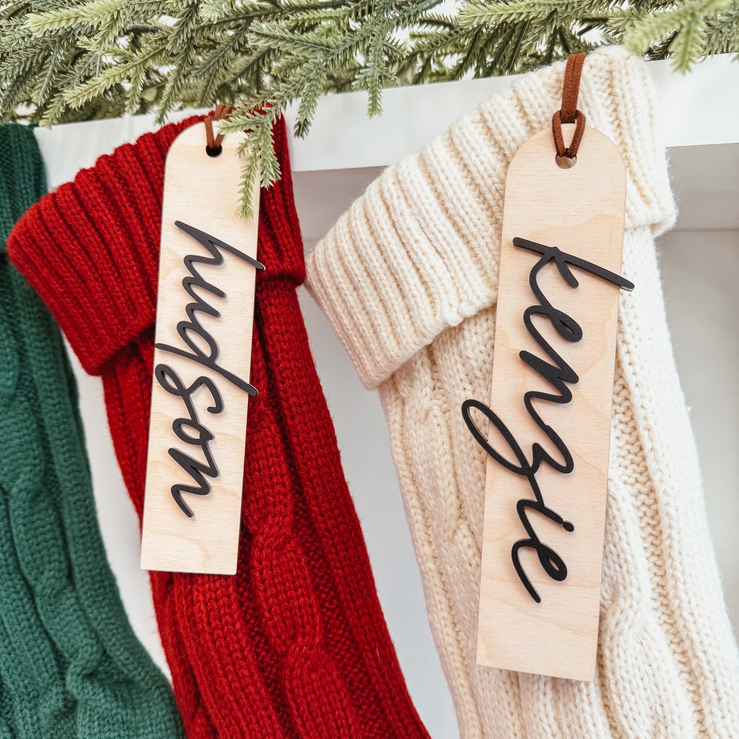 3D Minimalist Script Stocking Tag