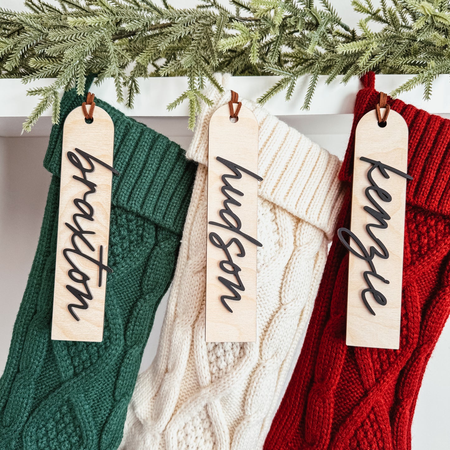 3D Minimalist Script Stocking Tag