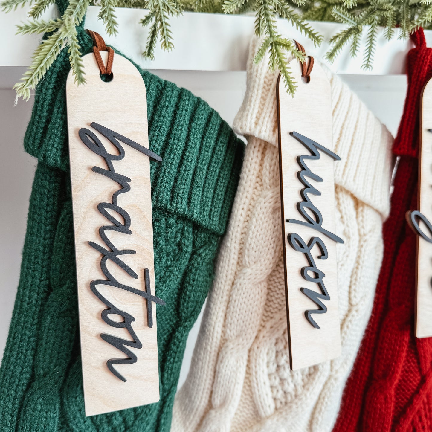 3D Minimalist Script Stocking Tag