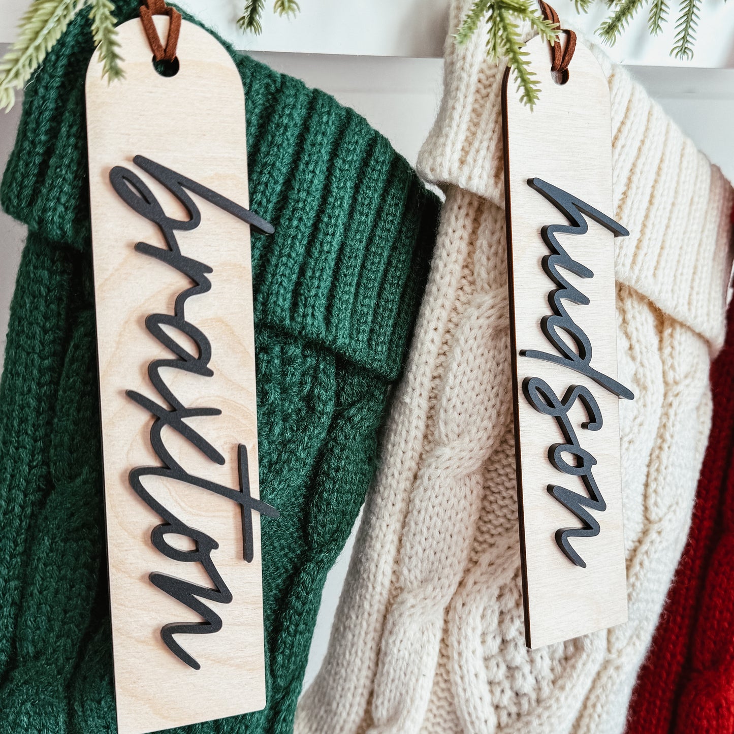 3D Minimalist Script Stocking Tag