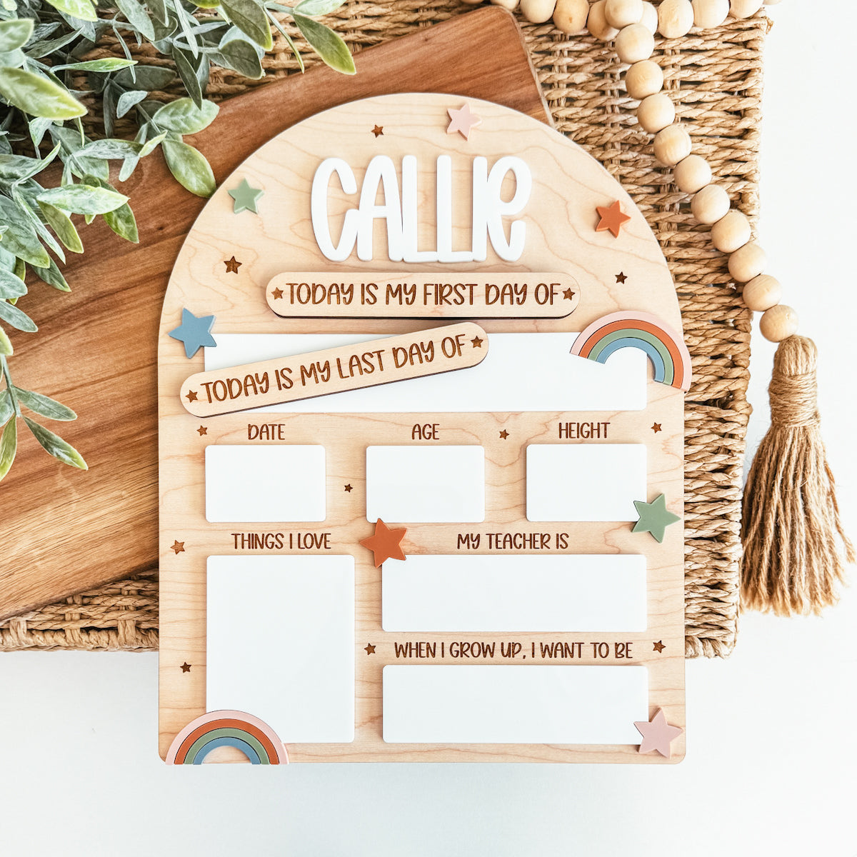 First And Last Day Of School Sign | Boho Rainbow