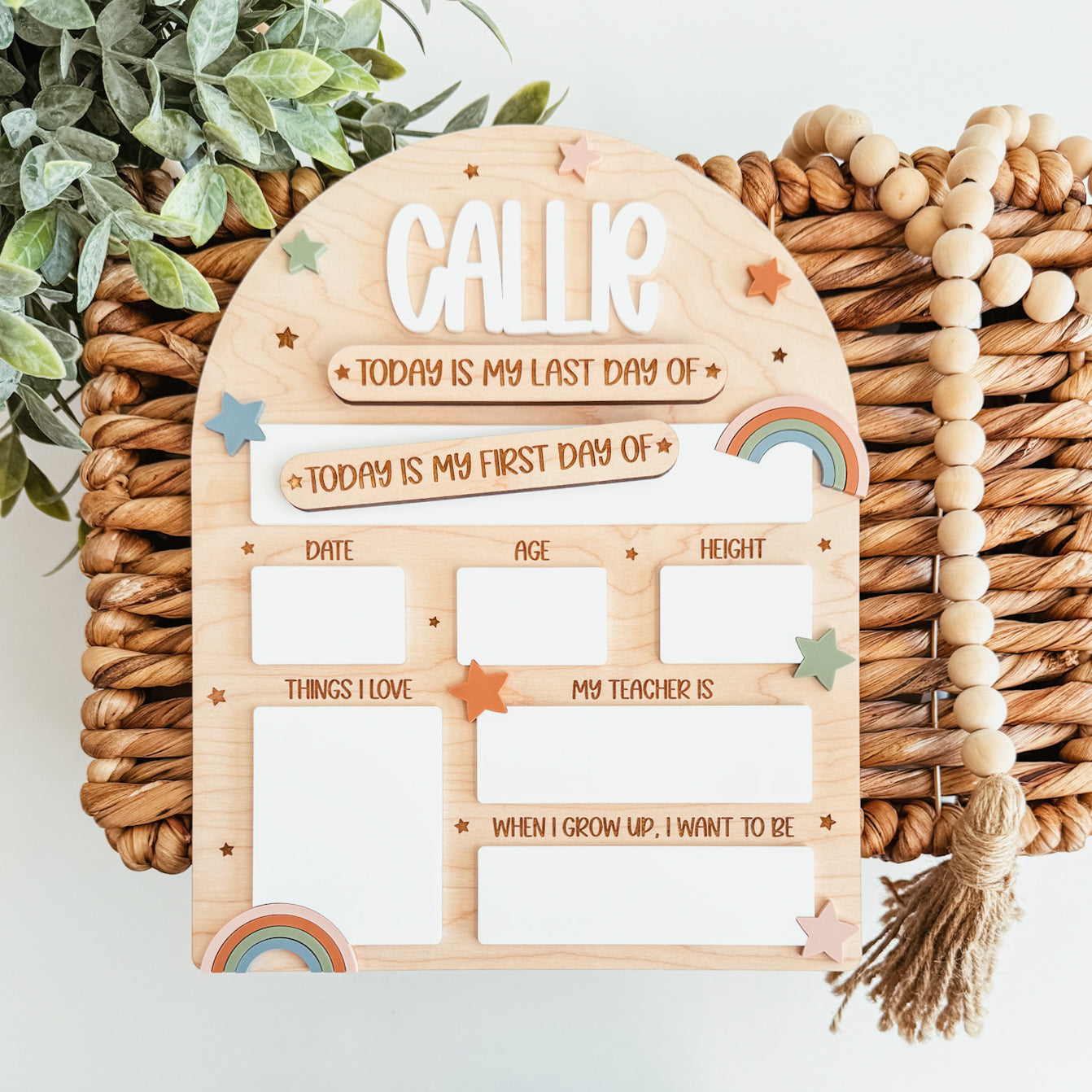 First And Last Day Of School Sign | Boho Rainbow
