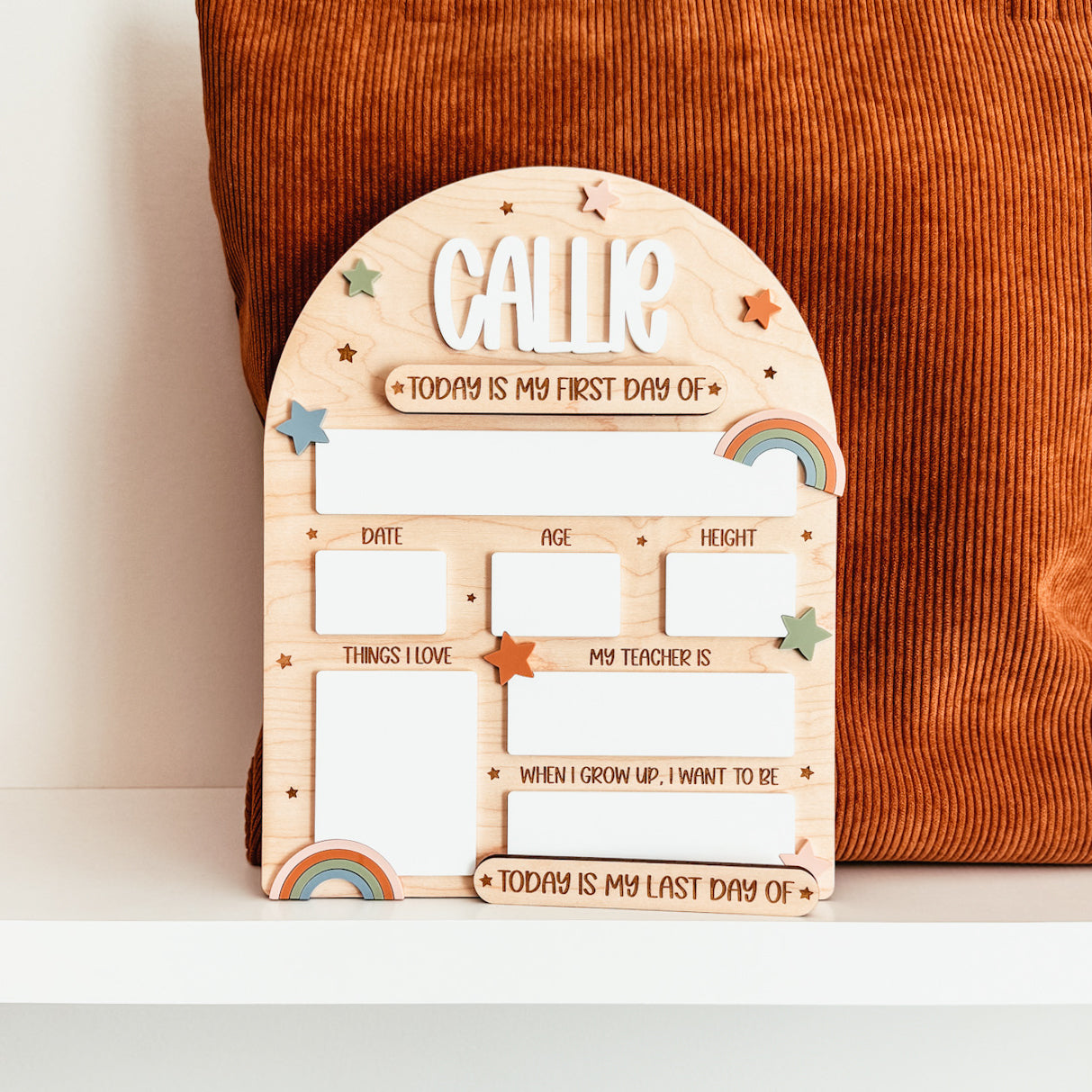 First And Last Day Of School Sign | Boho Rainbow