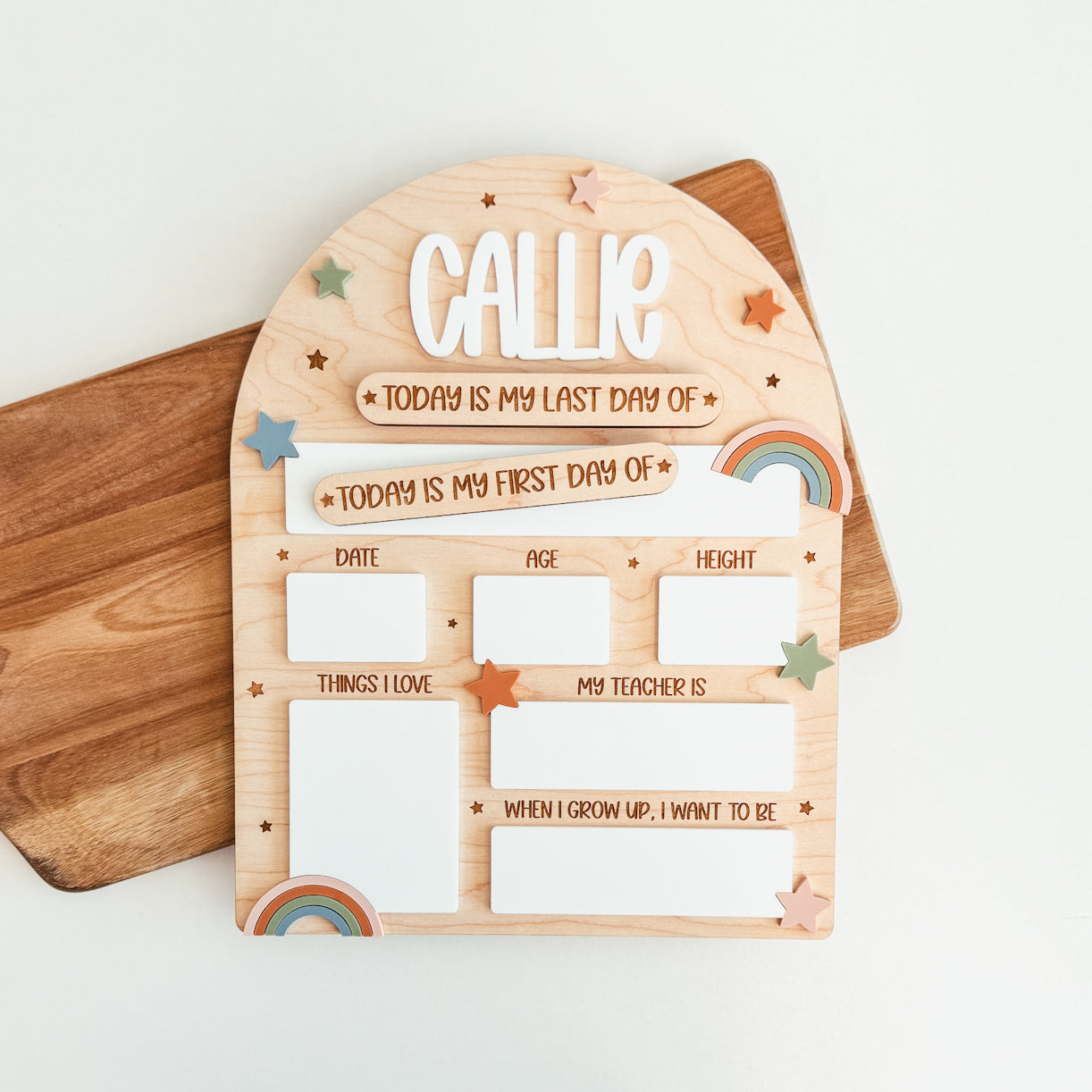 First And Last Day Of School Sign | Boho Rainbow
