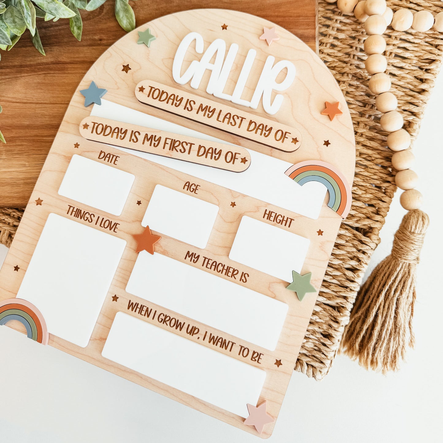 First And Last Day Of School Sign | Boho Rainbow