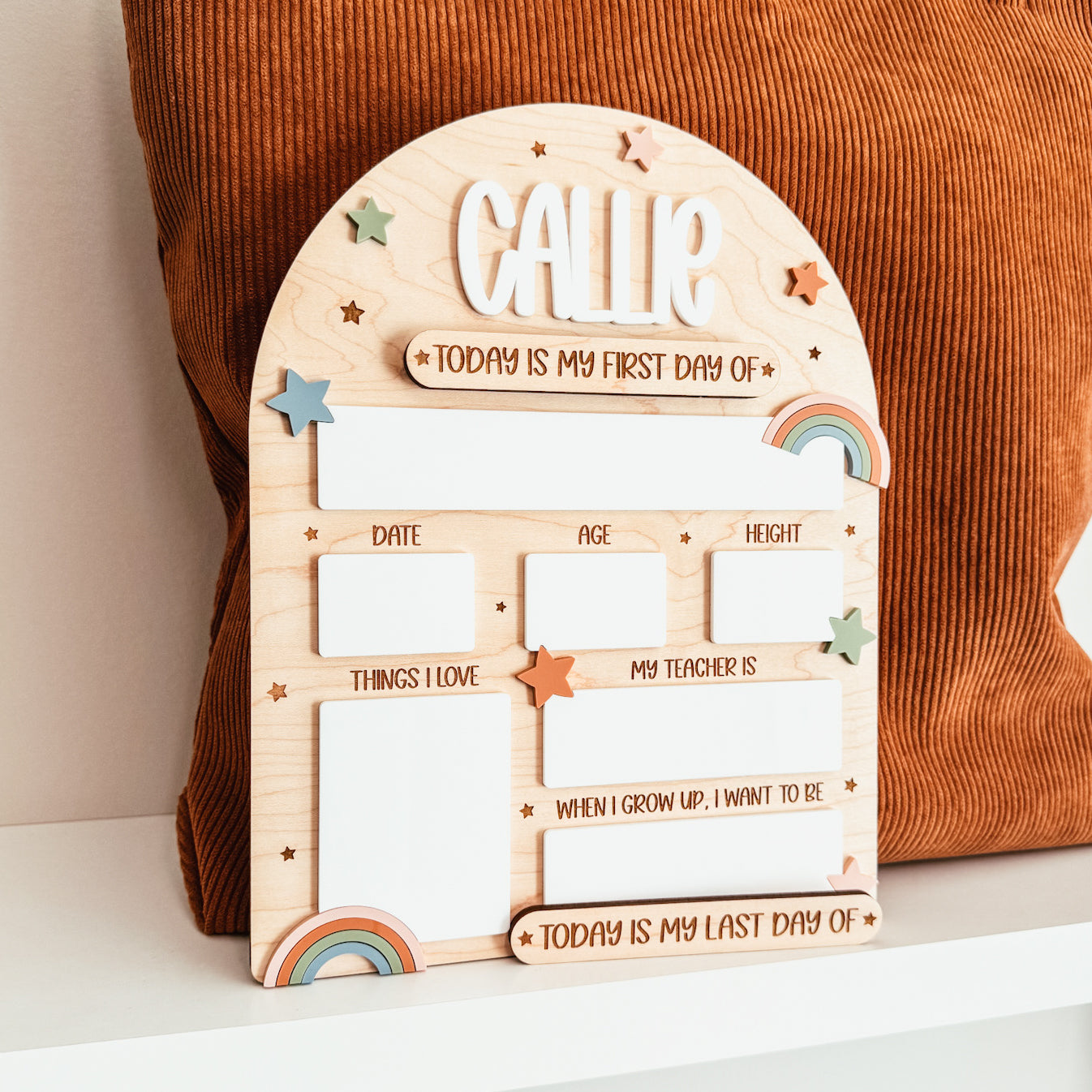 First And Last Day Of School Sign | Boho Rainbow