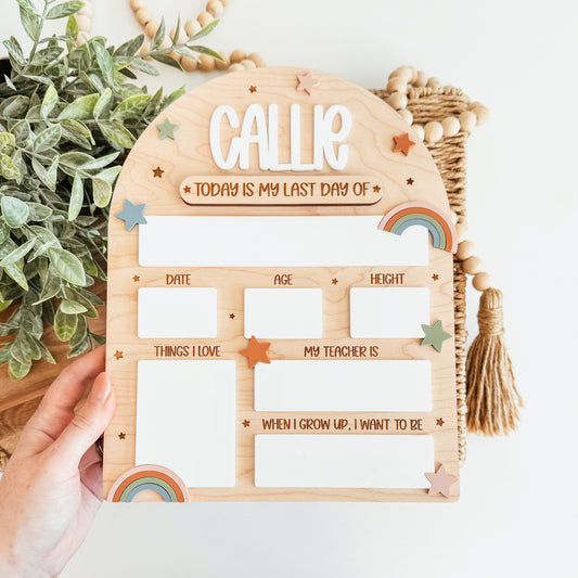 First And Last Day Of School Sign | Boho Rainbow