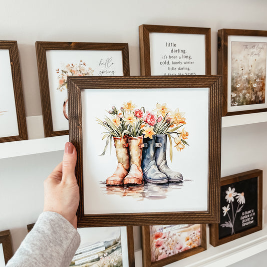 Watercolour Rubber Boots Framed Sign