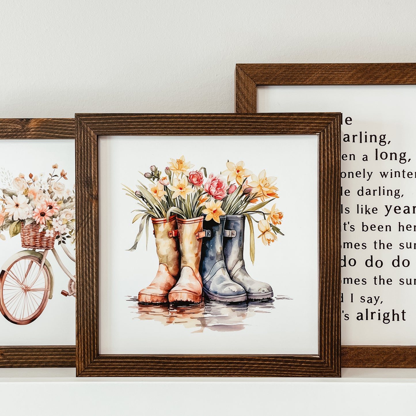 Watercolour Rubber Boots Framed Sign