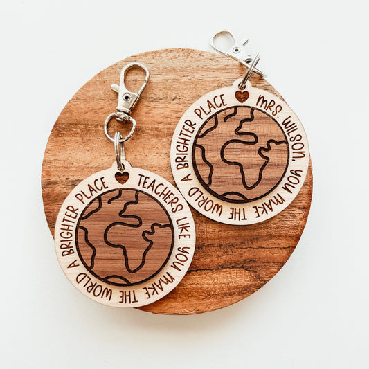 3D Earth Teacher Keychain