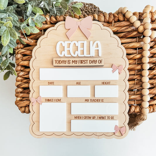 First And Last Day Of School Sign | Bows