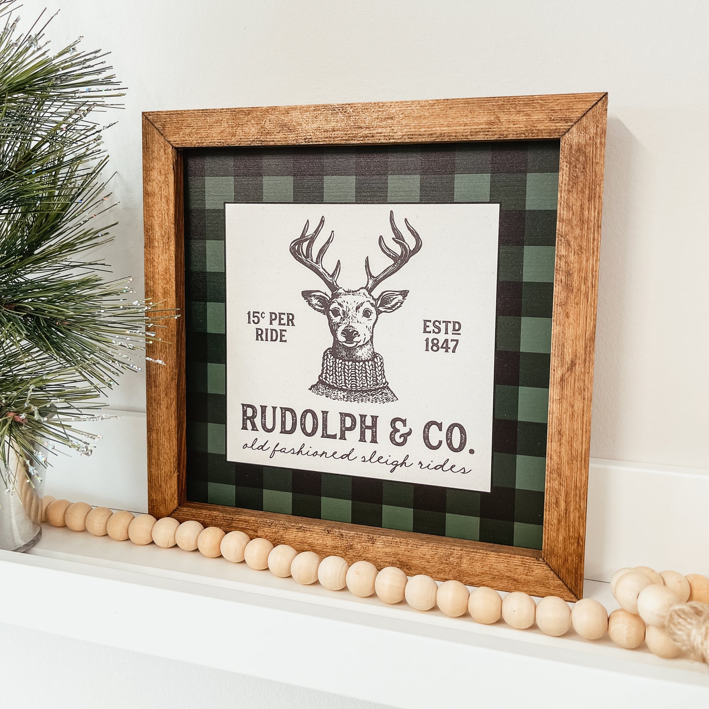 Plaid Reindeer Sign