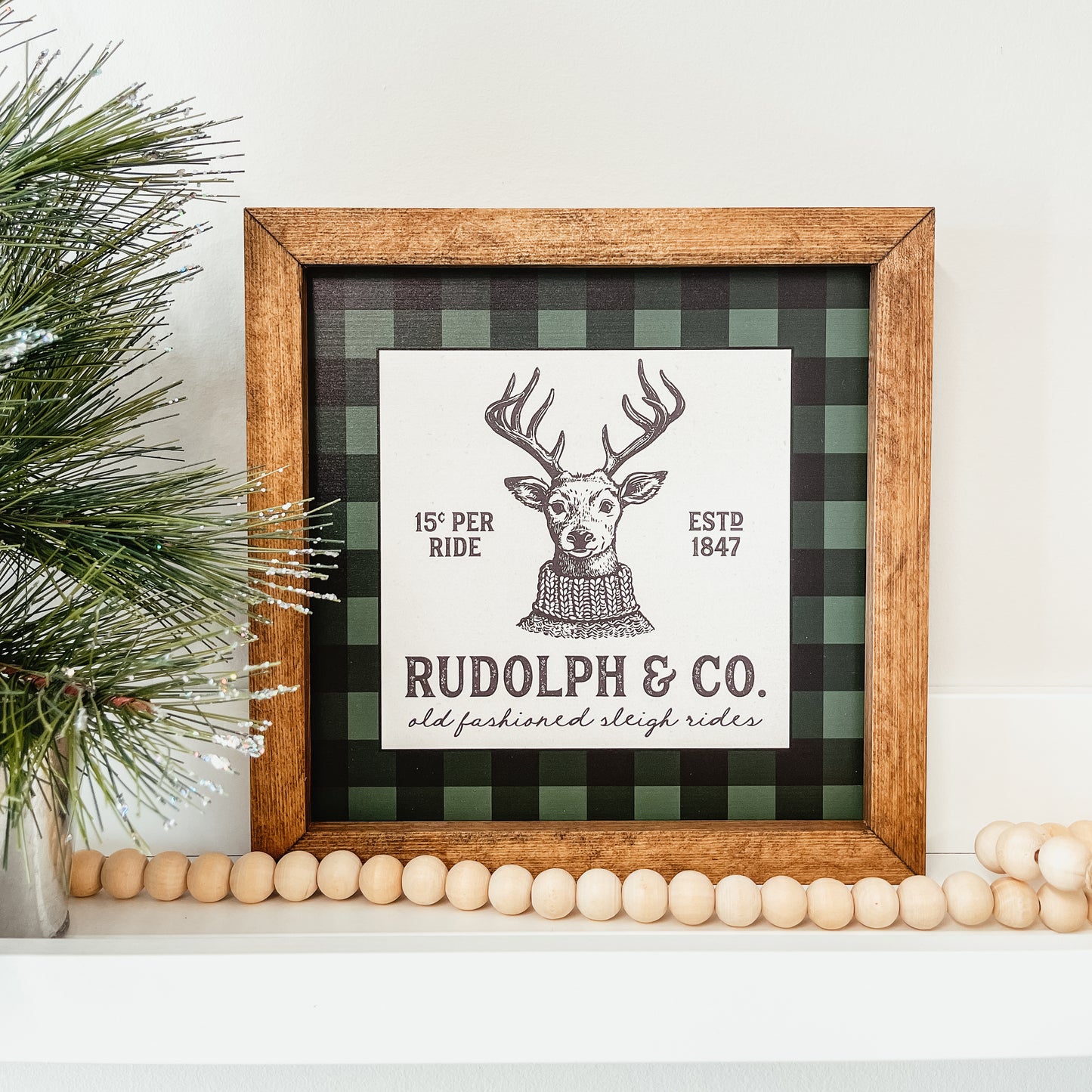 Plaid Reindeer Sign