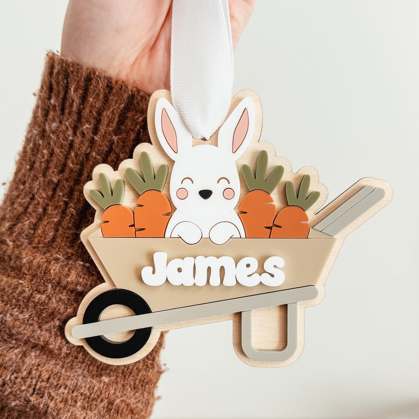 Bunny In Wheelbarrow Easter Tag