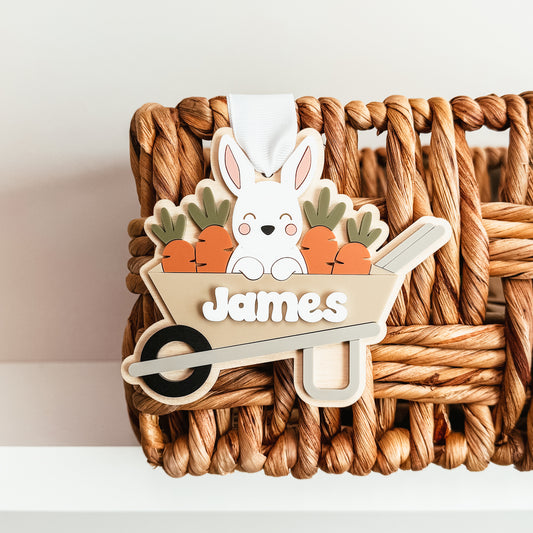 Bunny In Wheelbarrow Easter Tag