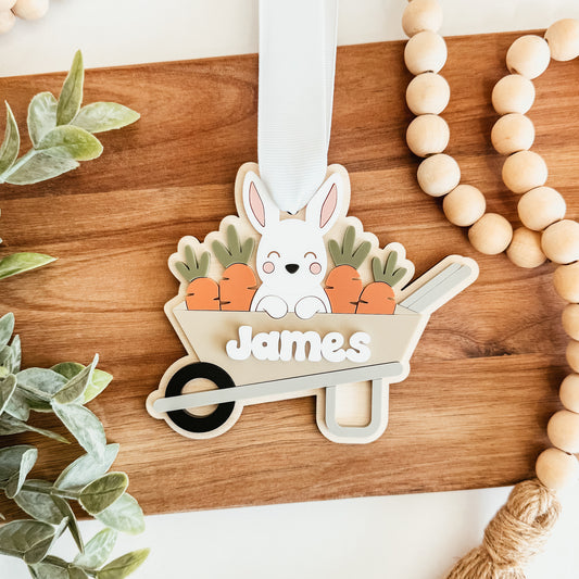 Bunny In Wheelbarrow Easter Tag