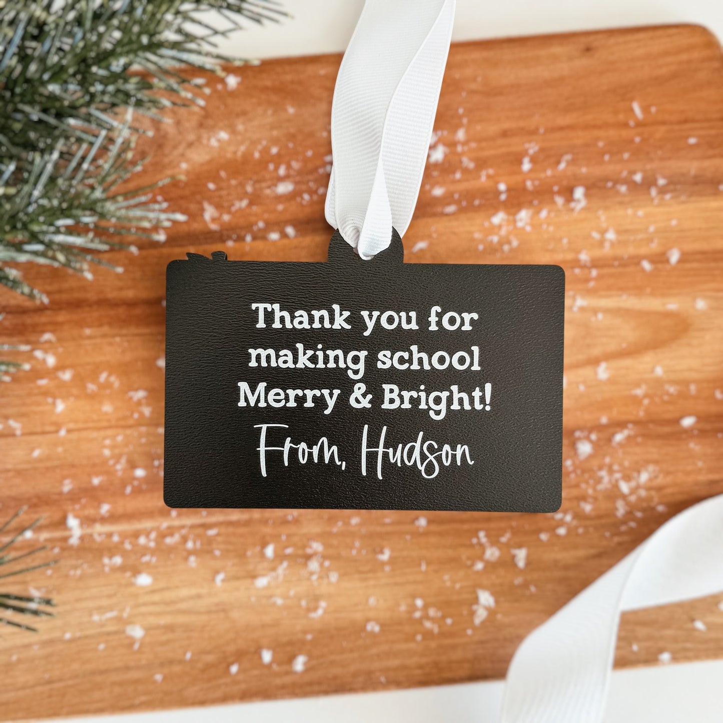 Personalized Teacher Christmas Ornament | 3D Chalkboard