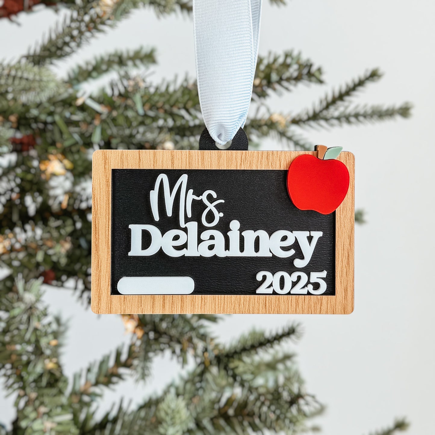 Personalized Teacher Christmas Ornament | 3D Chalkboard
