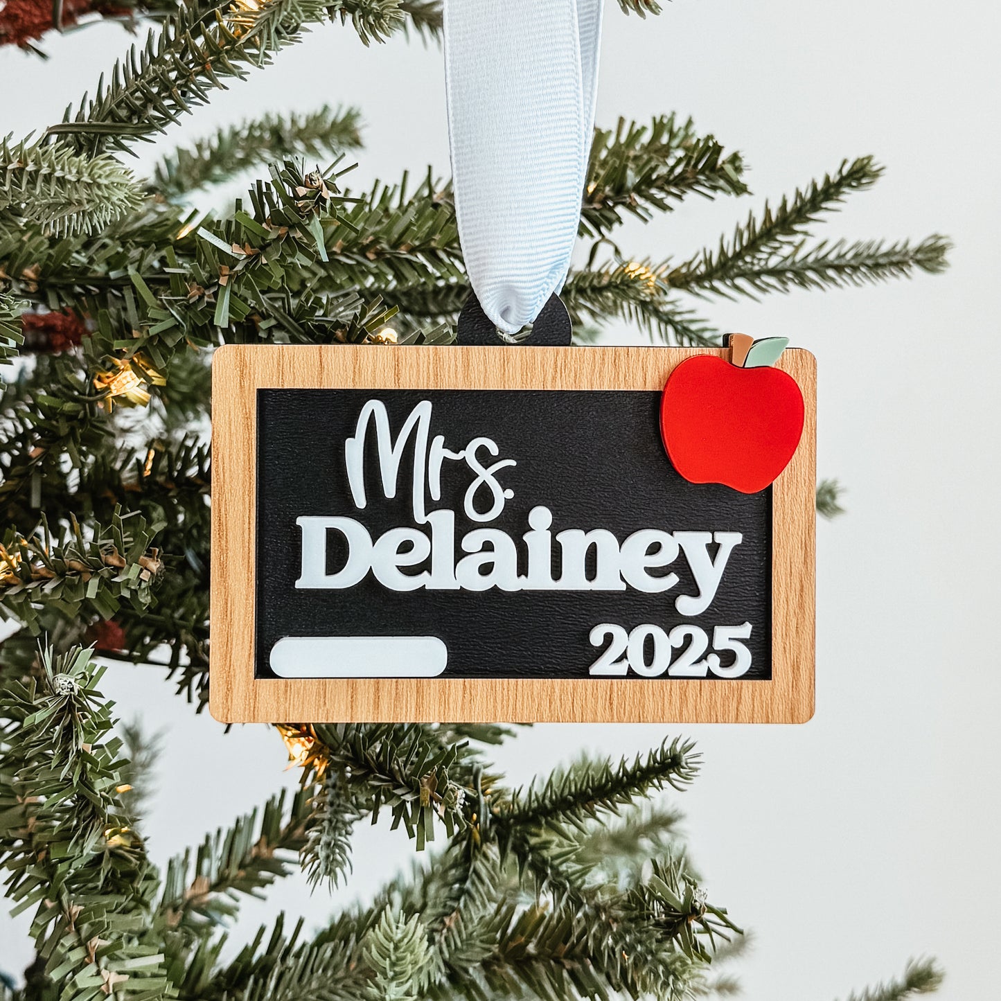 Personalized Teacher Christmas Ornament | 3D Chalkboard