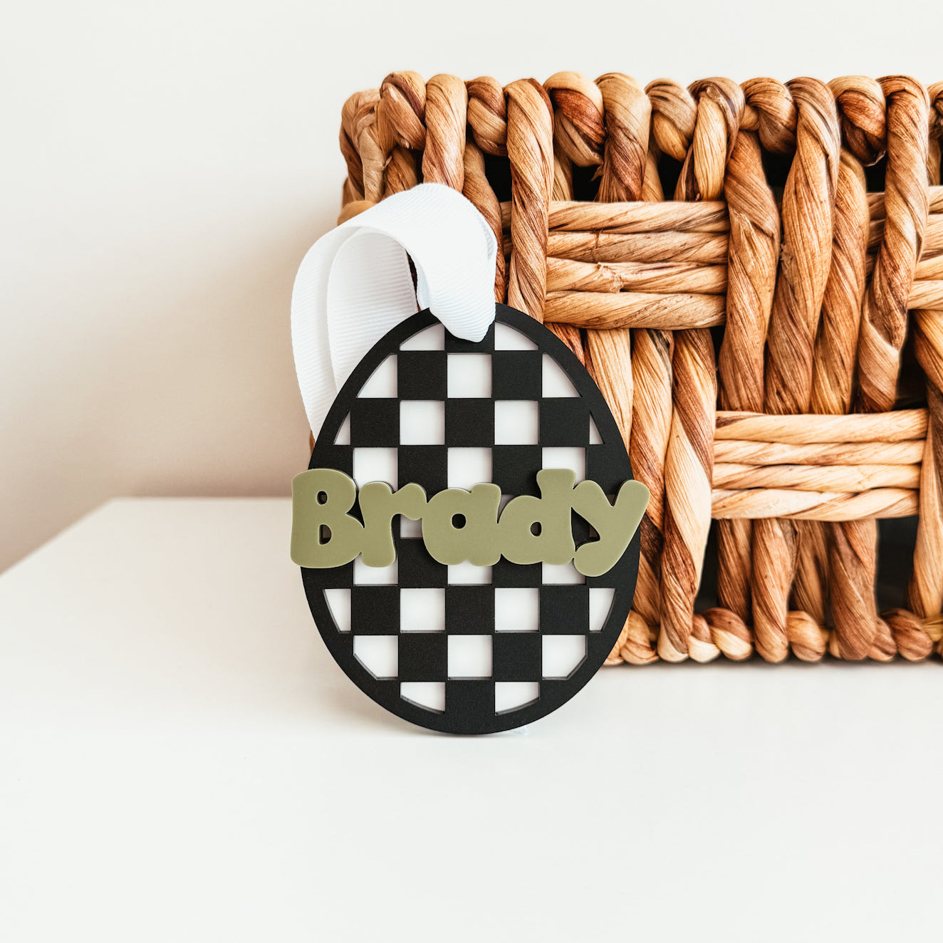 Checkered Egg Easter Basket Tag